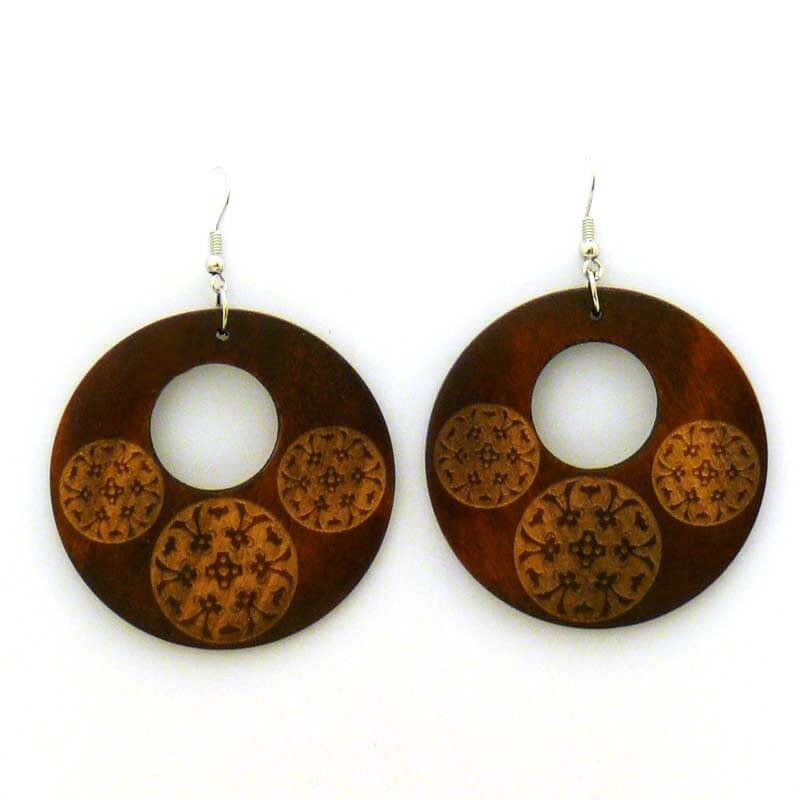 Wooden hoop earrings D044