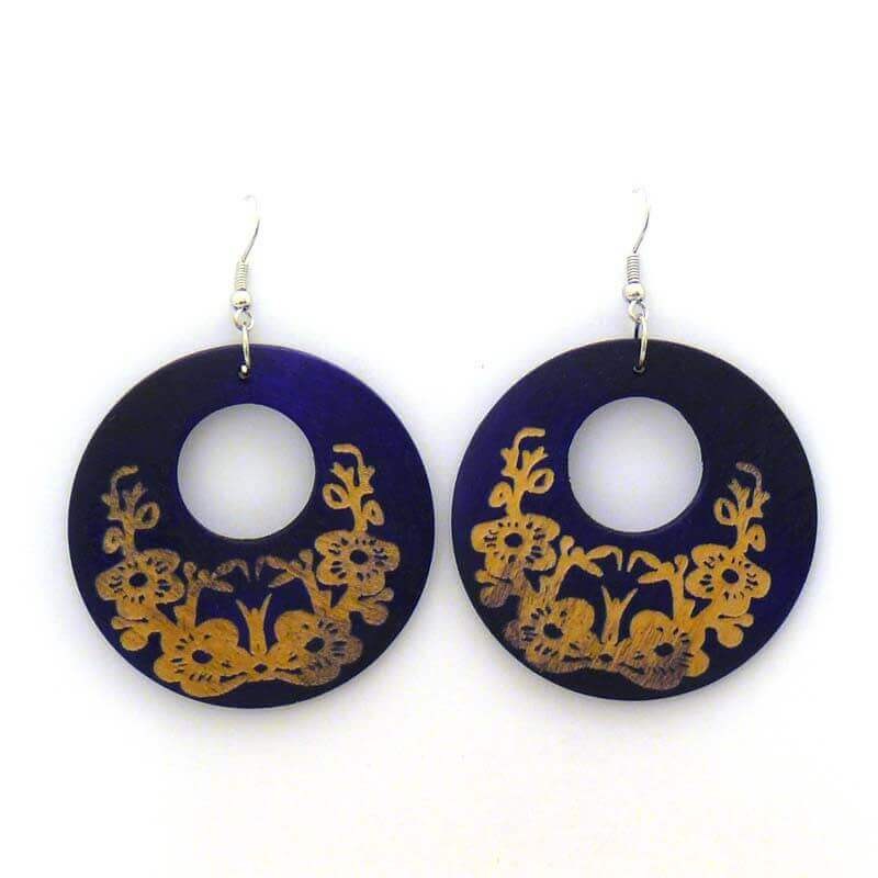 Wooden hoop earrings D048