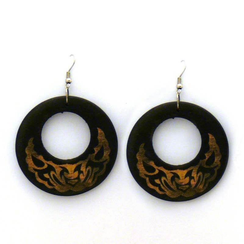 Wooden hoop earrings D056