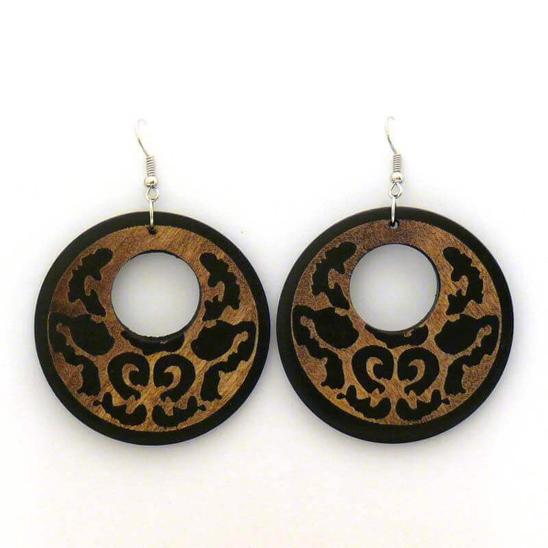 Wooden hoop earrings D066