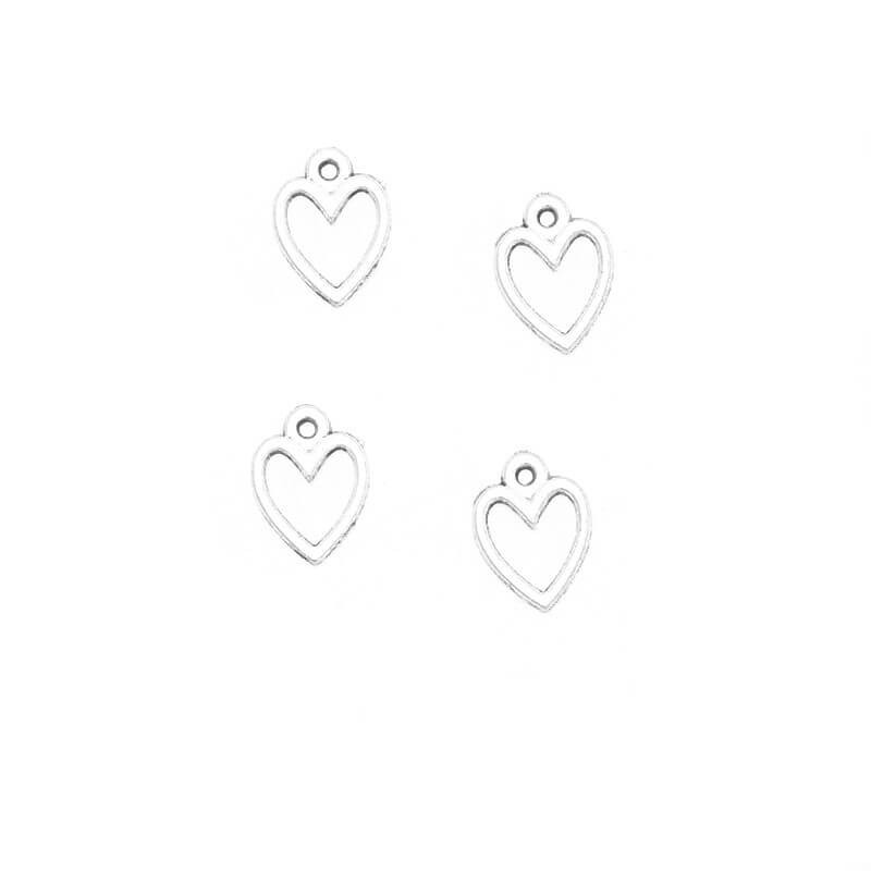 Silver frame heart pendants, 10 pcs 11x8mm AAU029