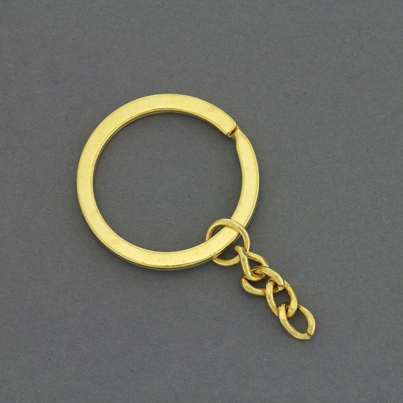 Clasps of the key ring with a strong chain 2 pcs golden 30x2mm ZAPBRK44