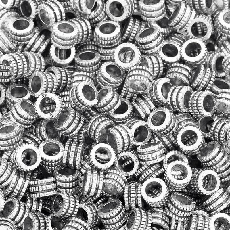 Metal beads / spacers 6x4mm antique silver 5pcs AAT214