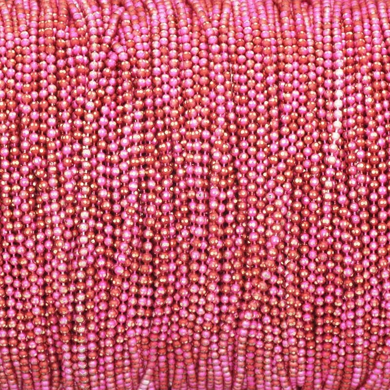 Ball chain faceted 1.2mm pink mix / gold 1m LL012F14