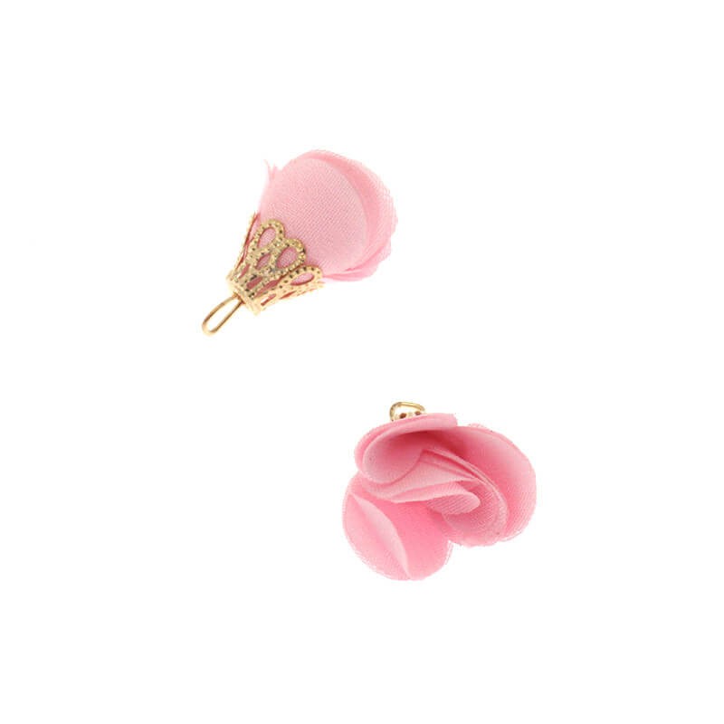 Finged satin flowers pink 20mm 1pc TAAKW08