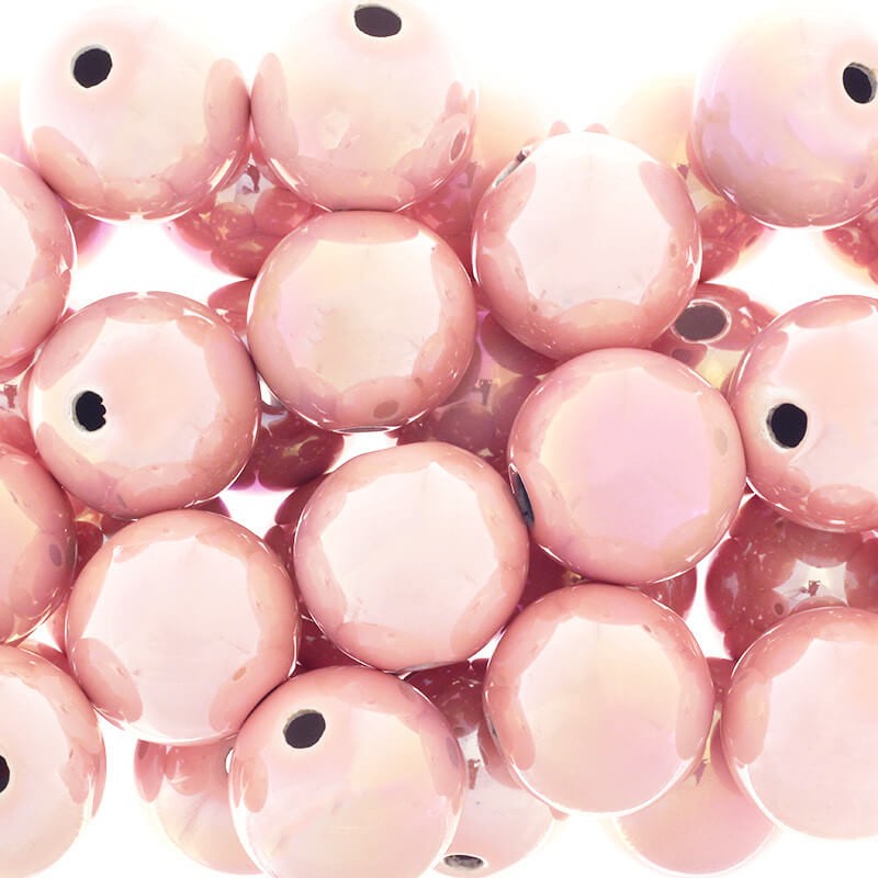 Ceramic beads empty balls 28mm pastel pink 1pc CKU28R12DB