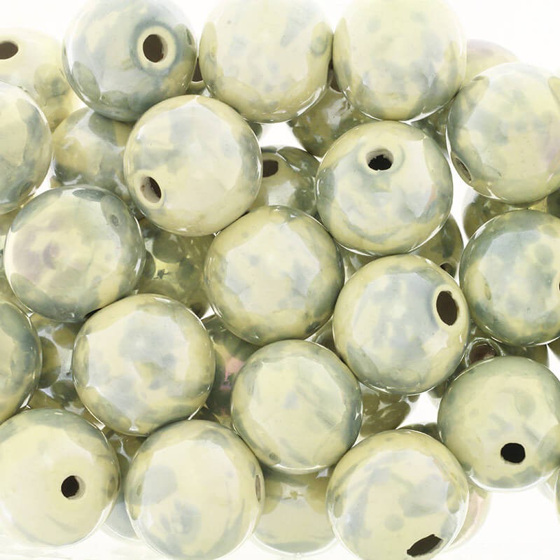 Ceramic beads empty balls 28mm gray and cream mix 1pc CKU28KMIXDA