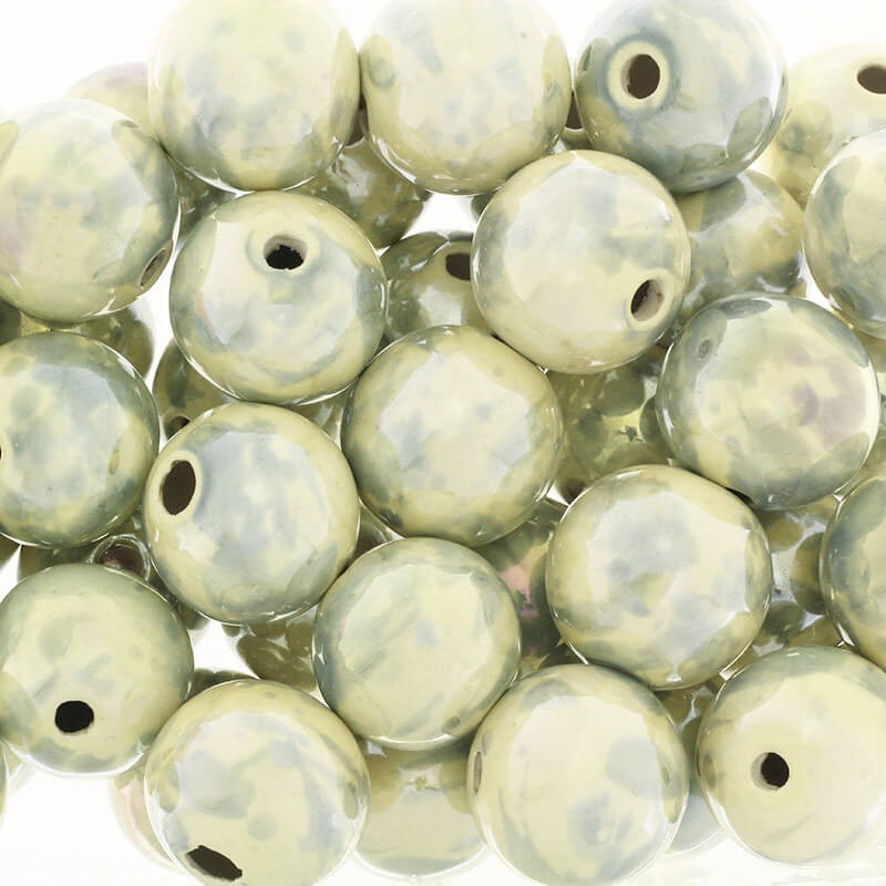 Ceramic beads empty balls 28mm gray and cream mix 1pc CKU28KMIXDA