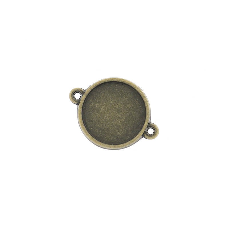 Double-sided connecting base for 16mm cabochon, antique bronze, 1 pc OKWI16AB7