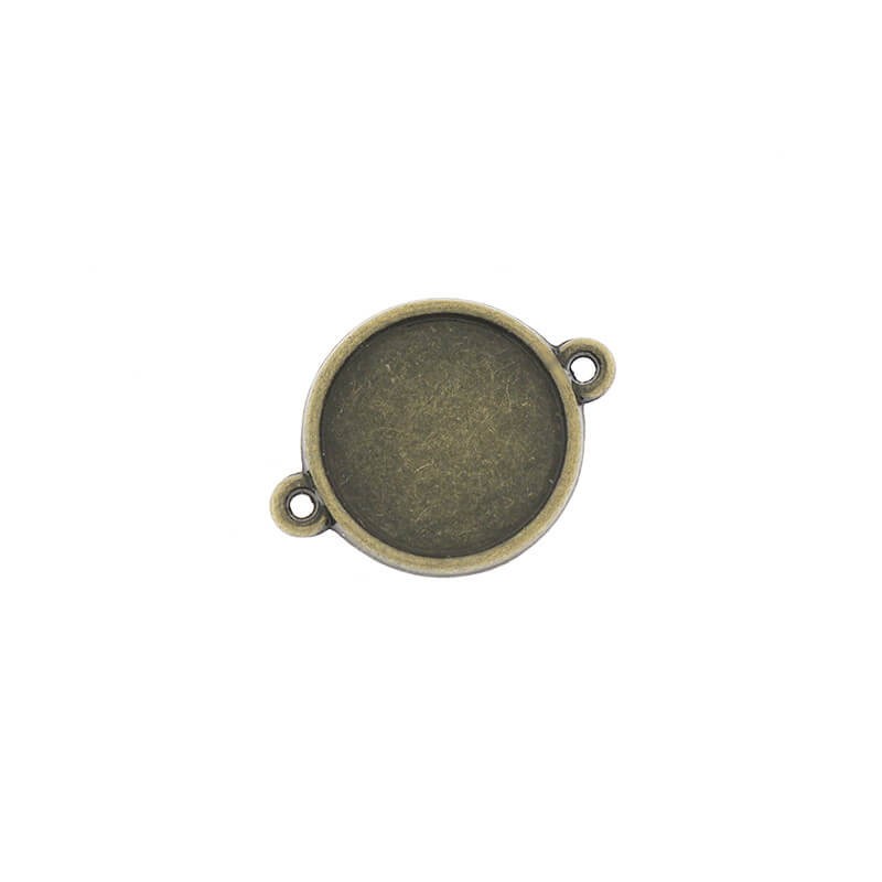 Double-sided connecting base for 16mm cabochon, antique bronze, 1 pc OKWI16AB7