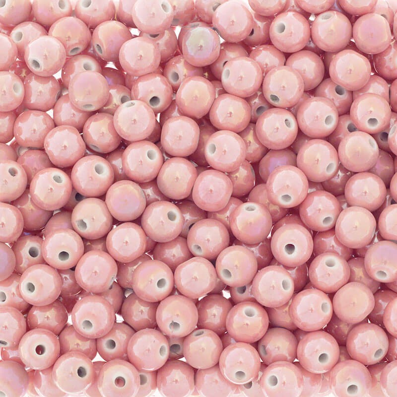 Ceramic beads 10mm pink grapefruit 2pcs CKU10R12DB