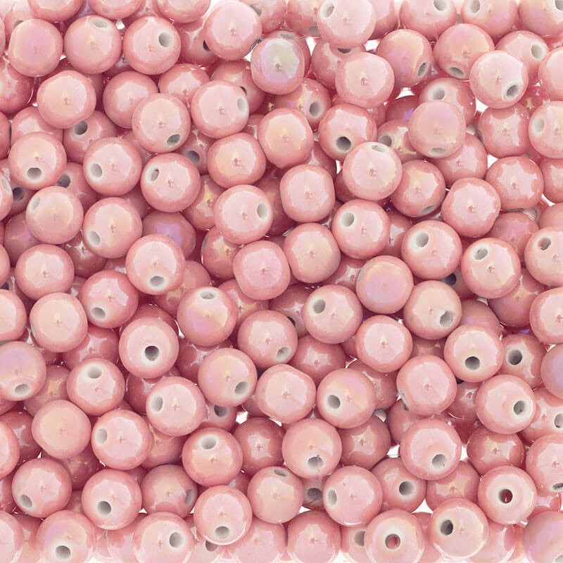 Ceramic beads 10mm pink grapefruit 2pcs CKU10R12DB