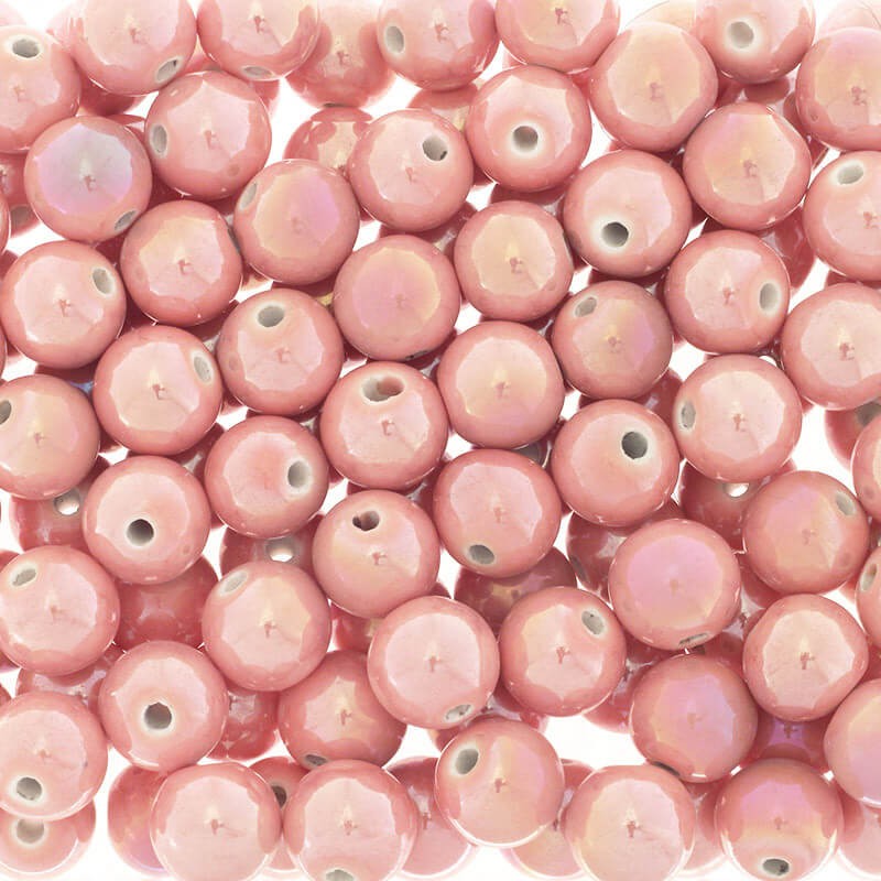 Koraliki ceramiczne 14mm różowy grapefruit 1szt CKU14R12DB