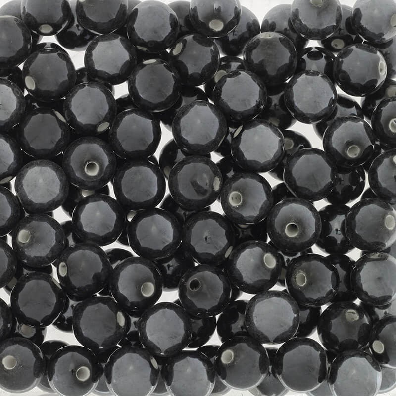 Ceramic beads 14mm black 1pc CKU14S06DA