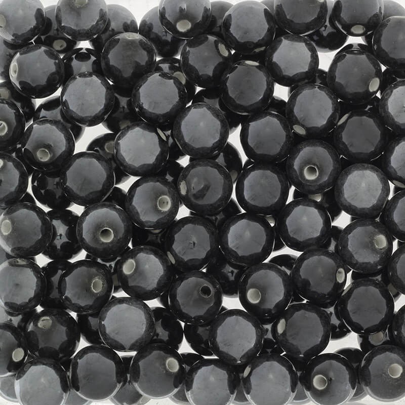 Koraliki ceramiczne 14mm czarne 1szt CKU14S06DA