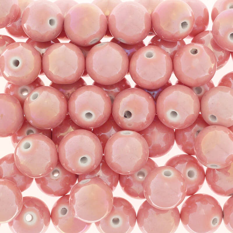 Ceramic beads 18mm pink grapefruit 1pc CKU18R12DB