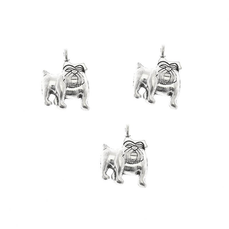 Dogs pendants for bracelets, 4 pieces, antique silver, 13x18mm AAU024