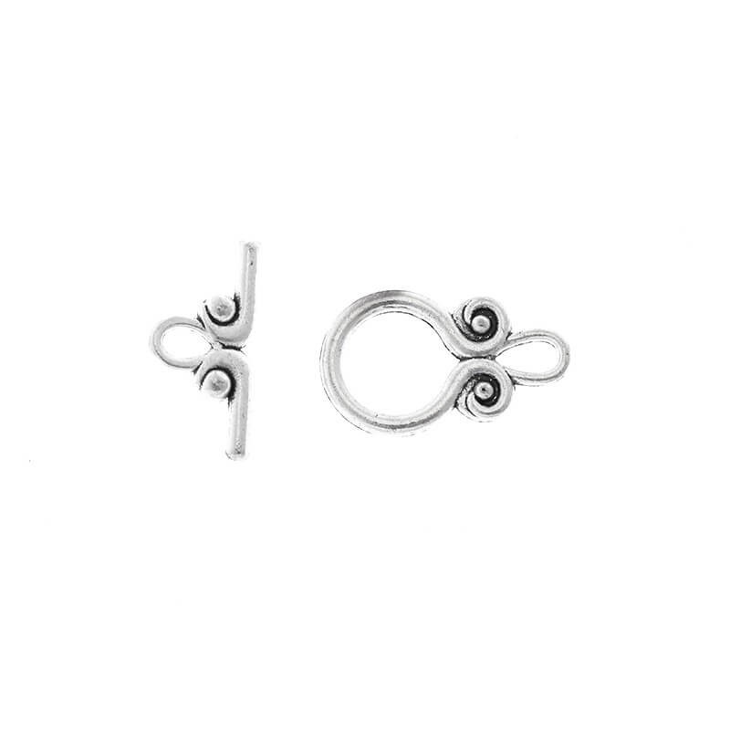 Clasps toggle flores 20x12 and 17x9mm 2 sets antique silver SH027