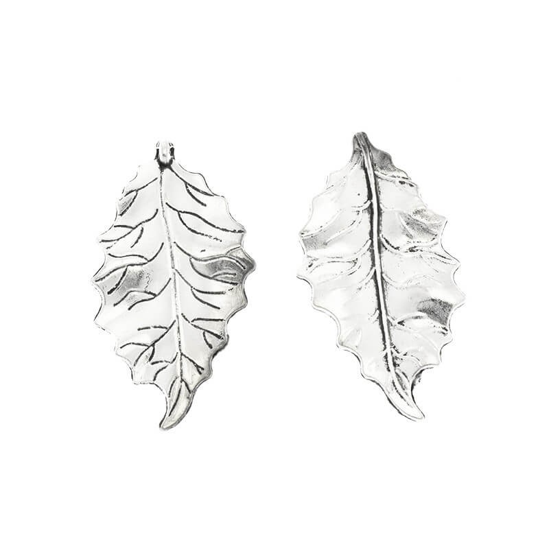 Pendants leaves, antique silver 48x25mm AAU025