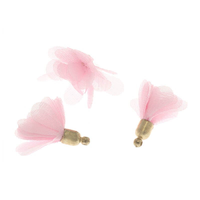 Chwosty kwiatki organza jasny róż 27mm 2szt TABKW02
