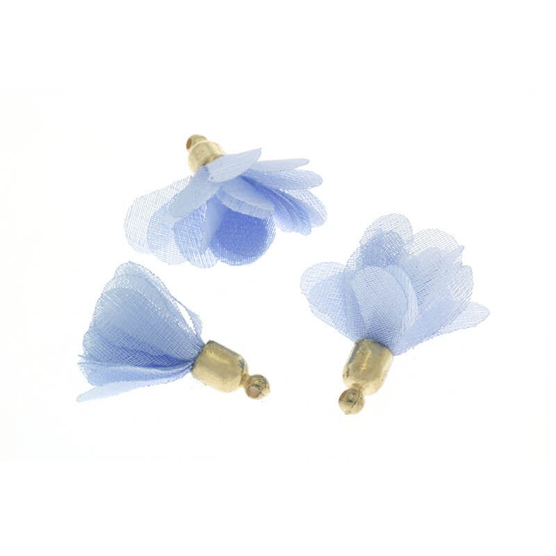Chwosty kwiatki organza jasny niebieski 27mm 2szt TABKW04