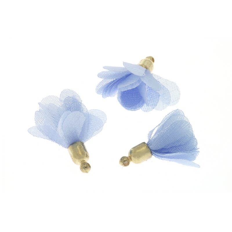 Chwosty kwiatki organza jasny niebieski 27mm 2szt TABKW04