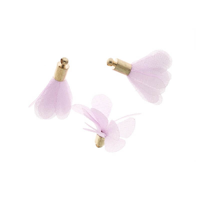 Chwosty kwiatki organza jasny fiolet 27mm 2szt TABKW08