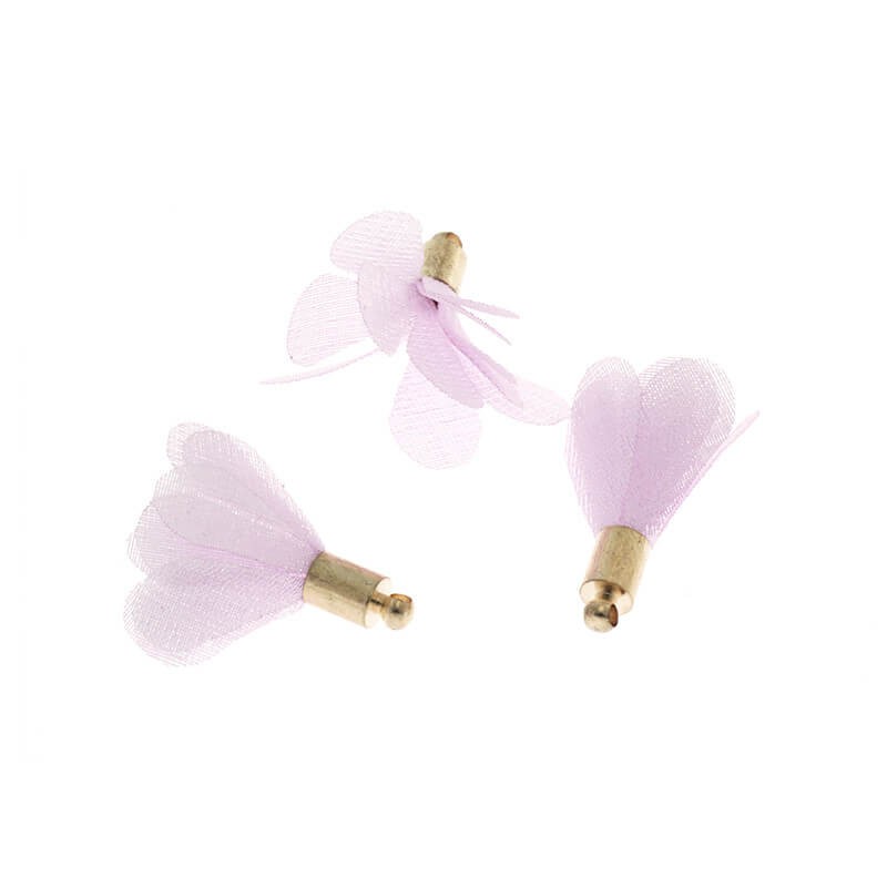 Chwosty kwiatki organza jasny fiolet 27mm 2szt TABKW08