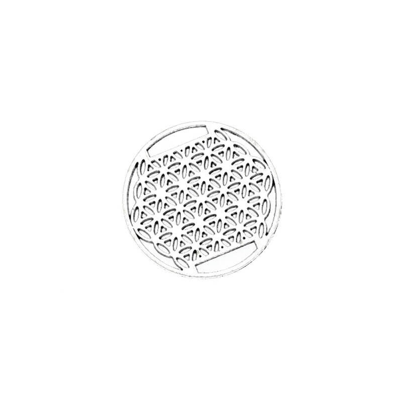 Connector / Flower of Life / antique silver 30mm 1pc AAT326
