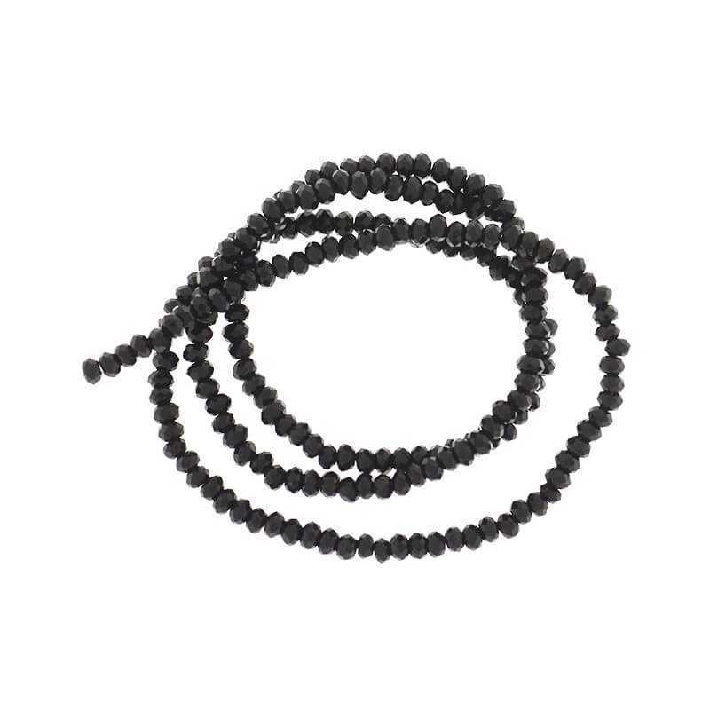 Faceted crystals / bands 200pcs / black rope jet 2x1.5mm SZKROP01002