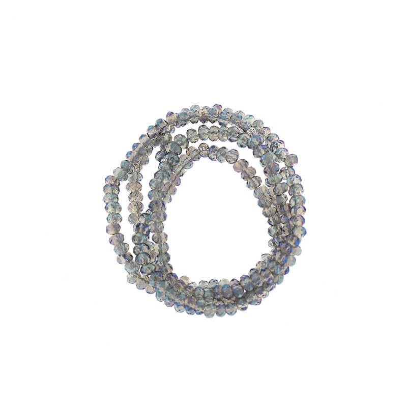 Kryształki/ oponki fasetowane 200szt/ sznur szare/ niebieskie AB 2x1.5mm SZKROP01027
