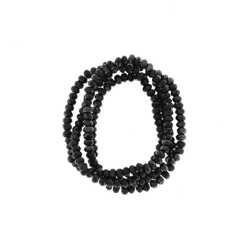 Faceted crystals / bands 200pcs / black rope AB 2x1.5mm SZKROP01051