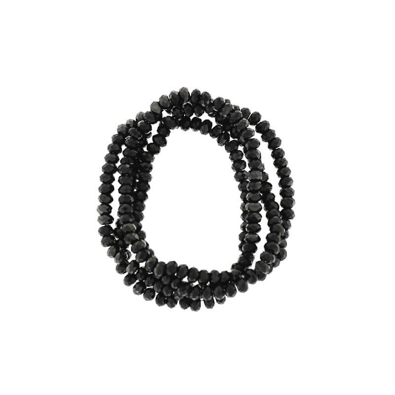 Faceted crystals / bands 200pcs / black rope AB 2x1.5mm SZKROP01051