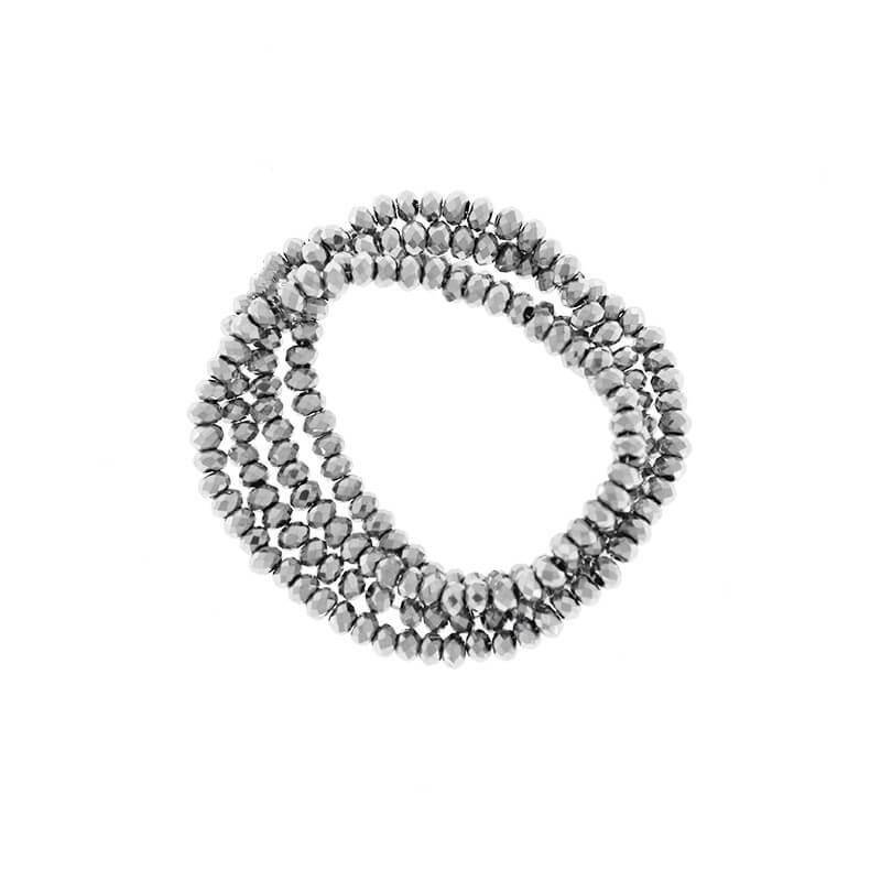 Faceted crystals / bands 200pcs / platinum rope 2x1.5mm SZKROP01054