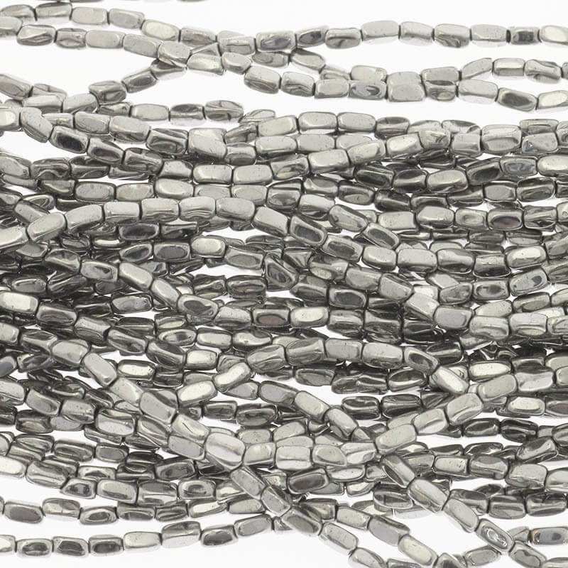 Hematyt koraliki cegiełki 1.5x3mm ciemny srebrny 130szt/ sznur KAHE36