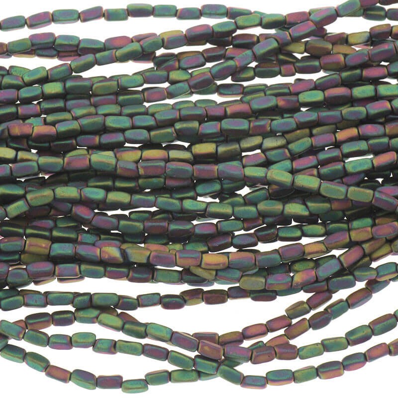 Hematite beads brick 1.5x3mm rainbow mat 130pcs / rope KAHE37