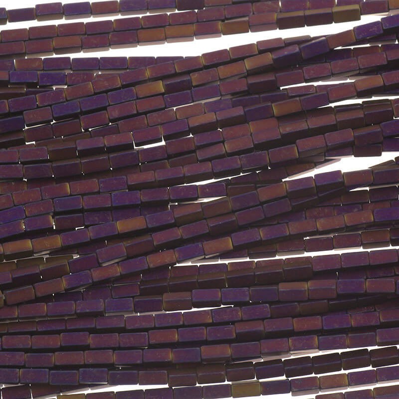 Hematite beads sticks 4x2mm violet mat 100pcs / rope KAHE42