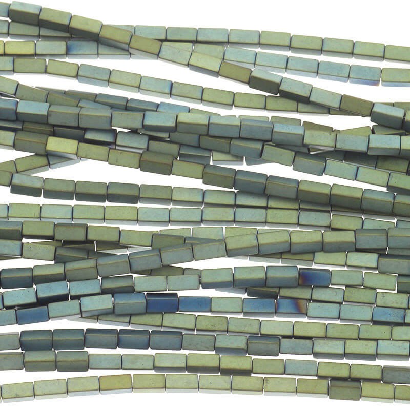 Hematite beads sticks 4x2mm green mat 100pcs / rope KAHE46