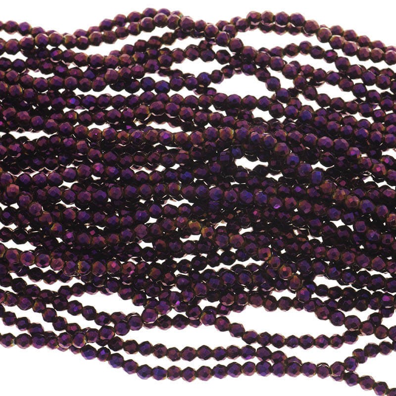 Hematite beads, faceted beads 2mm violet metallic 220pcs / rope KAHE61