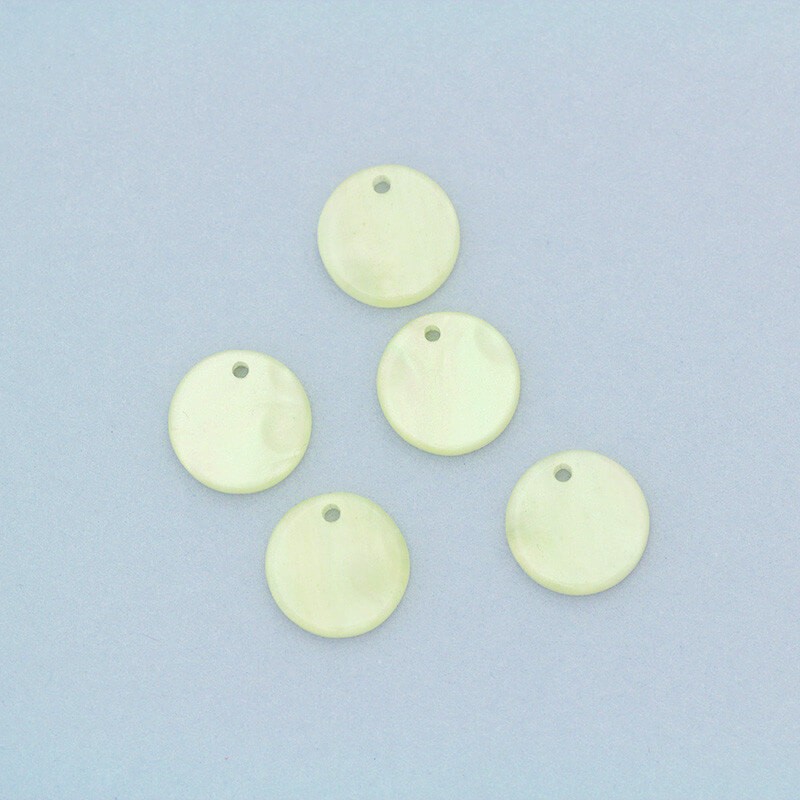 Coin pendants 12mm / lemon pearl / Art Deco resin / 4pcs XZR7801