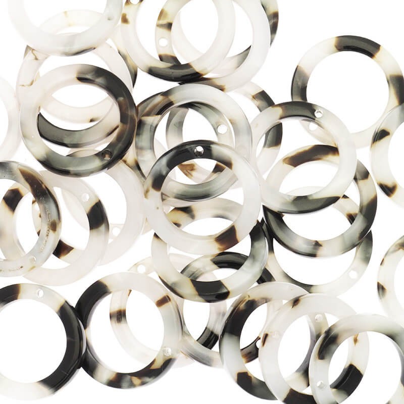 Pendants circles 18mm / pearl tortoiseshell / Art Deco resin / 1pc XZR8301
