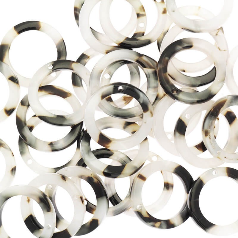 Pendants circles 18mm / pearl tortoiseshell / Art Deco resin / 1pc XZR8301