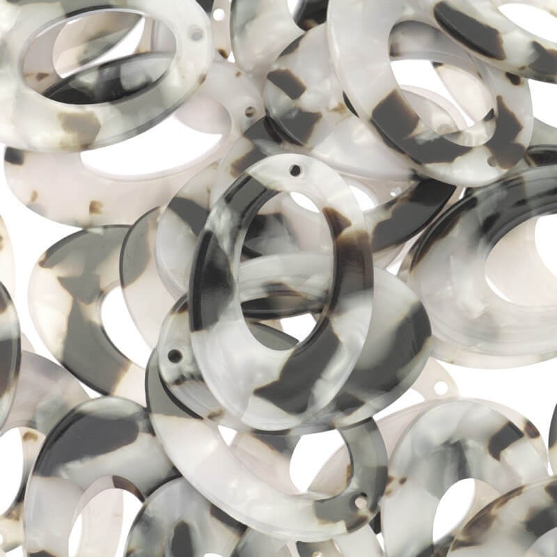 Oval pendants 30x20mm / pearl tortoiseshell / Art Deco resin / 1pc XZR8307