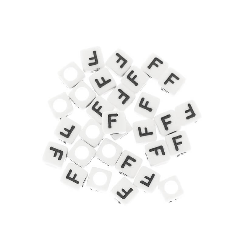 Letter beads / LUX / Letter F / acrylic cubes 6mm 30pcs. XYRF