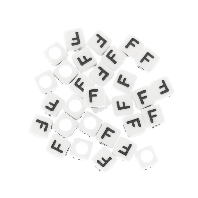 Letter beads / LUX / Letter F / acrylic cubes 6mm 30pcs. XYRF