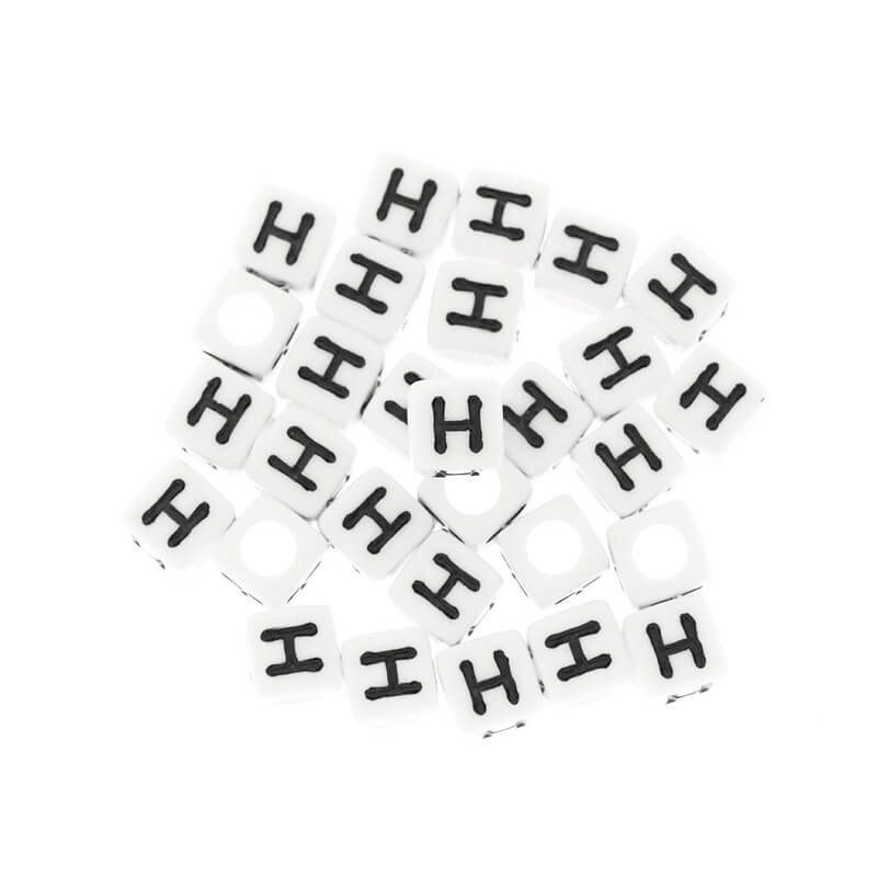 Letter beads / LUX / Letter H / acrylic cubes 6mm 30pcs. XYRH