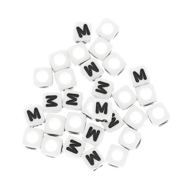 Letter beads / LUX / Letter M / acrylic cubes 6mm 30pcs. XYRM