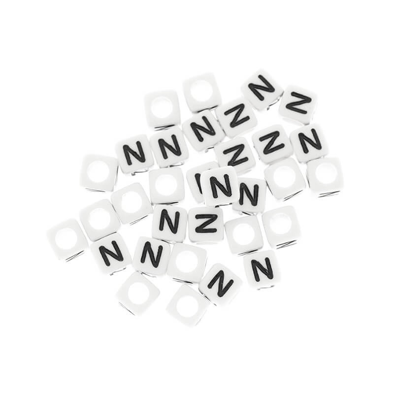 Letter beads / LUX / Letter N / acrylic cubes 6mm 30pcs. XYRN