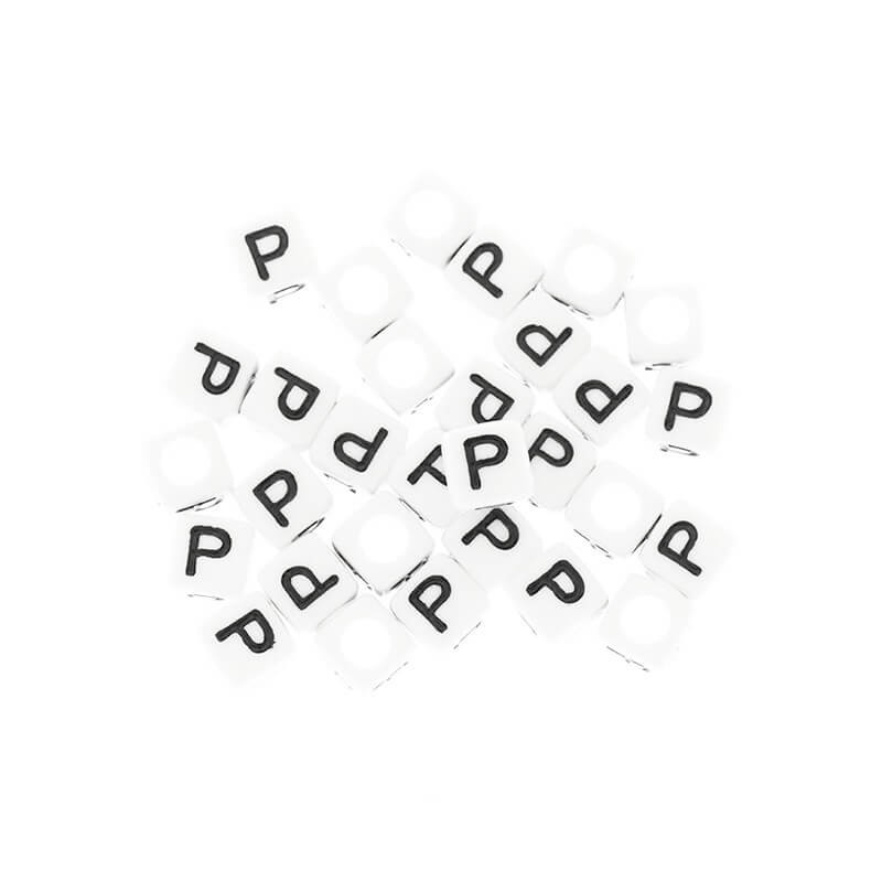 Letter beads / LUX / Letter P / acrylic cubes 6mm 30pcs. XYRP