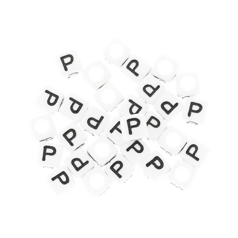 Letter beads / LUX / Letter P / acrylic cubes 6mm 30pcs. XYRP